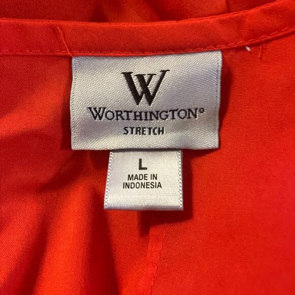 Worthington Women's Tomato Red Stretch Sleeveless Top Cotton Blend | Size L - Picture 6 of 6